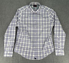 UNTUCKit Tamellini Men's Size S Reg Button Up Shirt White Purple Plaid NWT picture