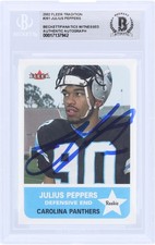 Julius Peppers Carolina Panthers Signed 2002 Fleer Tradition 261 BAS Rookie Card picture
