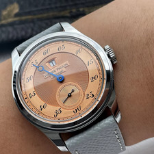 NEW Pierre Paulin Jumping Hour Men Watch Salmon Dial Automatic St17 Vintage 38mm picture
