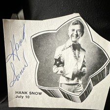 Rare Hank Snow Signed Autograph Paper Cutout Bally-Hoo Corral & Campground Music picture