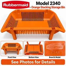 Vintage Rubbermaid Roughneck 2340 Orange Stacking Storage Bin Organizer picture