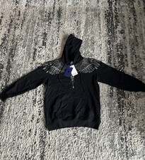 Marcelo Burlon County of Milan Black Graphic Logo Pullover Hoodie Fleece S picture