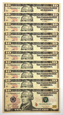 NEW  SERIES 2017A $10 Uncirculated TEN Dollar Bills  Sequential Notes  LOT of 10 picture