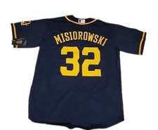 Milwaukee Brewers - Jacob Misiorowski #32 Dark Blue Cool Base Stitched Sz Large  picture