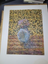 Vintage Original Signed Framed Floral Pastel Vase with Flowers Still Life picture