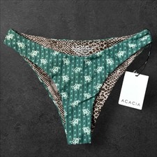 Acacia Swim Zuma Bikini Bottom Size S Green Floral Aimi Animal Print Mada NWT picture
