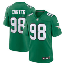 Men's #98 Jalen Carter Kelly Green Alternate Game Jersey  Stitched picture