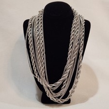Vintage Monet Multi Strand Silver Necklace 54