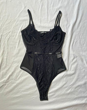 SHEIN Women's Black One Piece Bodysuit XS Floral, Adjustable Strap, Stretch picture