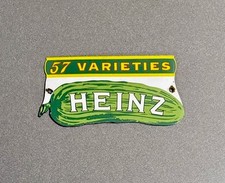 VINTAGE HEINZ DILL PICKEL PORCELAIN SIGN CAR GAS TRUCK OIL MOTORCYCLE picture