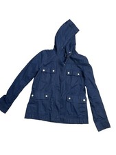 J.CREW Women's Blue Hooded Utility Jacket Button Closure Pockets Size S picture