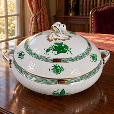 ❖ FIND Vintage Herend HVNGARY Handpainted 84/AV Chinese Bouquet Green 11in Bowl picture