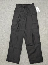Athleta Paradise Cargo Pants Womens S Petite Black Linen Straight Leg Travel picture