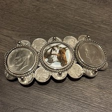 Vintage Buffalo Nickel Indian Belt Buckle 70s coins Eisenhower dollar  picture