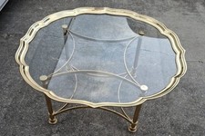 LaBarge Italian Hollywood Regency Brass & Glass Scalloped Tray Top Coffee Table picture