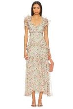 ASTR the Label Mable Dress in Light Green Floral Small New Womens Long Maxi picture