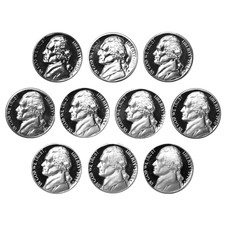 1970-1979 S Jefferson Nickel Gem Proof Coin Run 10 Coin lot picture