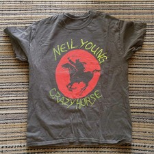 Neil Young Vintage Folk Rock Guitarist Portrait Charcoal Graphic T-Shirt picture