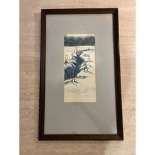 Vintage Hensel 1979 Original Winter Landscape Watercolor Painting Framed Art picture