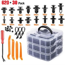 650 PCS Car Retainer Auto Fasteners Push Trim Plastic Clips Pin Rivet Bumper Kit picture