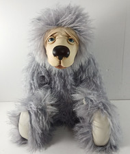 Vintage Lulu Tatum PURPLE BEAR Jointed, Sculpted Leather Face Artisan Teddy Bear picture