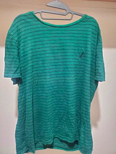 Nautica Men's XL Green Striped Crew Neck Short Sleeve Cotton Blend Logo Tee picture
