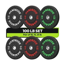 HANDBODE 2-Inch Bumper Plates High Bounce, Olympic Weight Plate Set 45/100/16... picture