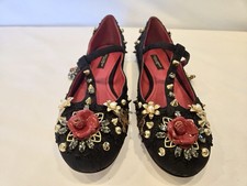 Authentic Dolce & Gabbana Mary Jane Floral Flat With Embellishments Size 38 picture