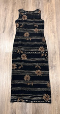 Vintage Spenser Jeremy Dress Womens 6 Silk Maxi Floral Black Brown picture