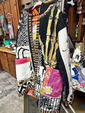 Vintage Quilted Skull Graphic Print Cotton Jacket Unisex XL 42 Black/White picture