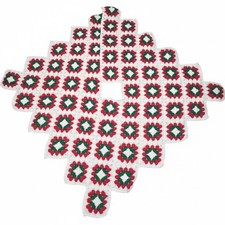 Vintage Handmade Crochet Christmas Tree Skirt & Matching Stockings Set - 5-Piece picture
