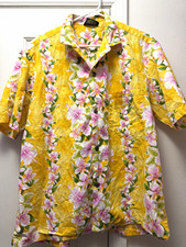 Royal Creations Men’s XL Cotton Floral Hawaiian Short Sleeve Button-Up Yellow picture
