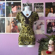 Y2K Green Abstract Swirl Embellished Top picture