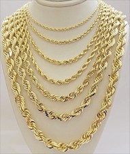 Real 14k Yellow Gold Rope Chain Necklace 2mm-10mm 18