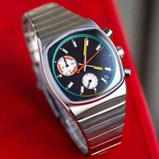 CILOA Men's Square Quartz Watch Steel Minimalist Calendar 40mm picture