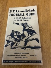 VTG 1947 BF GOODRICH TIRES FOOTBALL GUIDE BOOK PRESCOTT BROTHERS MENDOTA IL picture