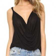 Free People Draped Tank Top with Front Twist in Black Size S picture
