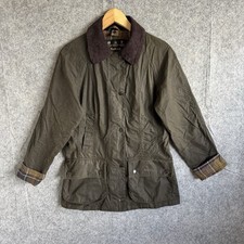 Barbour Classic Beadnell Women’s Wax Jacket UK 8 Olive Green Tartan Made England picture