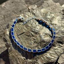 Silver Sapphire Tennis Luxury Blue Sapphire Link Bracelet picture