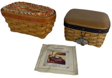 2 VTG Longaberger Handmade baskets with Inserts signed 1999; 2003 Made in USA picture
