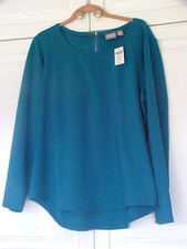 Chicos ~REDUCED~ NWT~Size 2 Large ~Top ~Mackenzie Teal Blue~Long Sleeves~Classic picture
