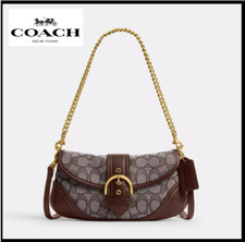 COACH CAN45 Soho Bag 25 In Signature Jacquard Oak Maple Brass Outlet NEW picture