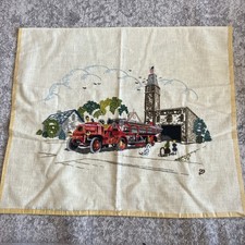 Vintage 1970s Paragon Needlecraft Fire Dept Mack AC Ladder Truck Embroidery picture