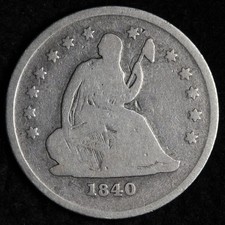1840-O NO DRAPERY Seated Liberty Silver Quarter VG E222 VIAFT picture