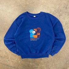 Vintage Phoenix Zoo Children's Zoo 90s Animals Blue Sweatshirt Crewneck Medium picture