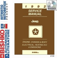 1992 Jeep Cherokee, Comanche, Wrangler Factory Shop Service Manual CD picture