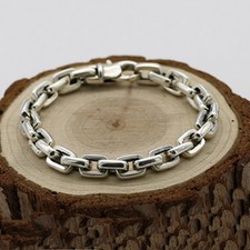 Men‘s 925 Sterling Silver Bracelet  Link Classical Chain Loop Jewelry 6.3