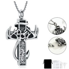 Fish Hook Deer Cross Urn Pendant Cremation Jewelry for Ashes Memory Necklace picture