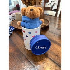 Comfrt The Teddy Plush Keychain Bear with Blue Hoodie and Original Canister picture