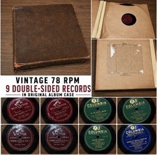 Vtg 78 RPM  Album w/ Lot Of 9 Columbia RCA Victor Classical Shellac Records picture